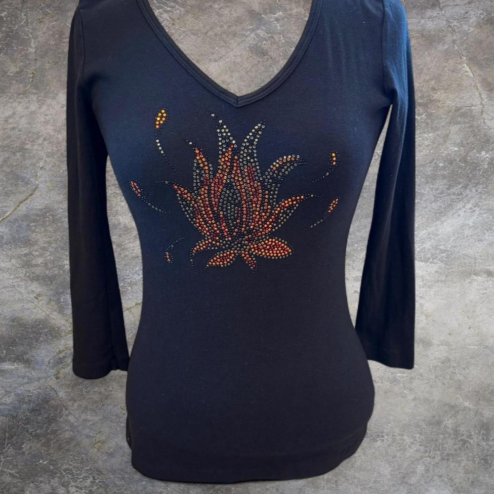 Vintage Sledge USA Long Sleeve Black Shirt Women's Size Medium Whimsygoth Y2K